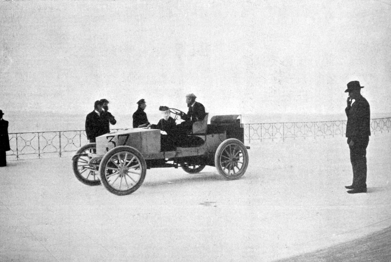 Hubert le Blon Gardner-Serpollet-höyryautossaan, Nizza, 1903 tekijältä Unbekannt
