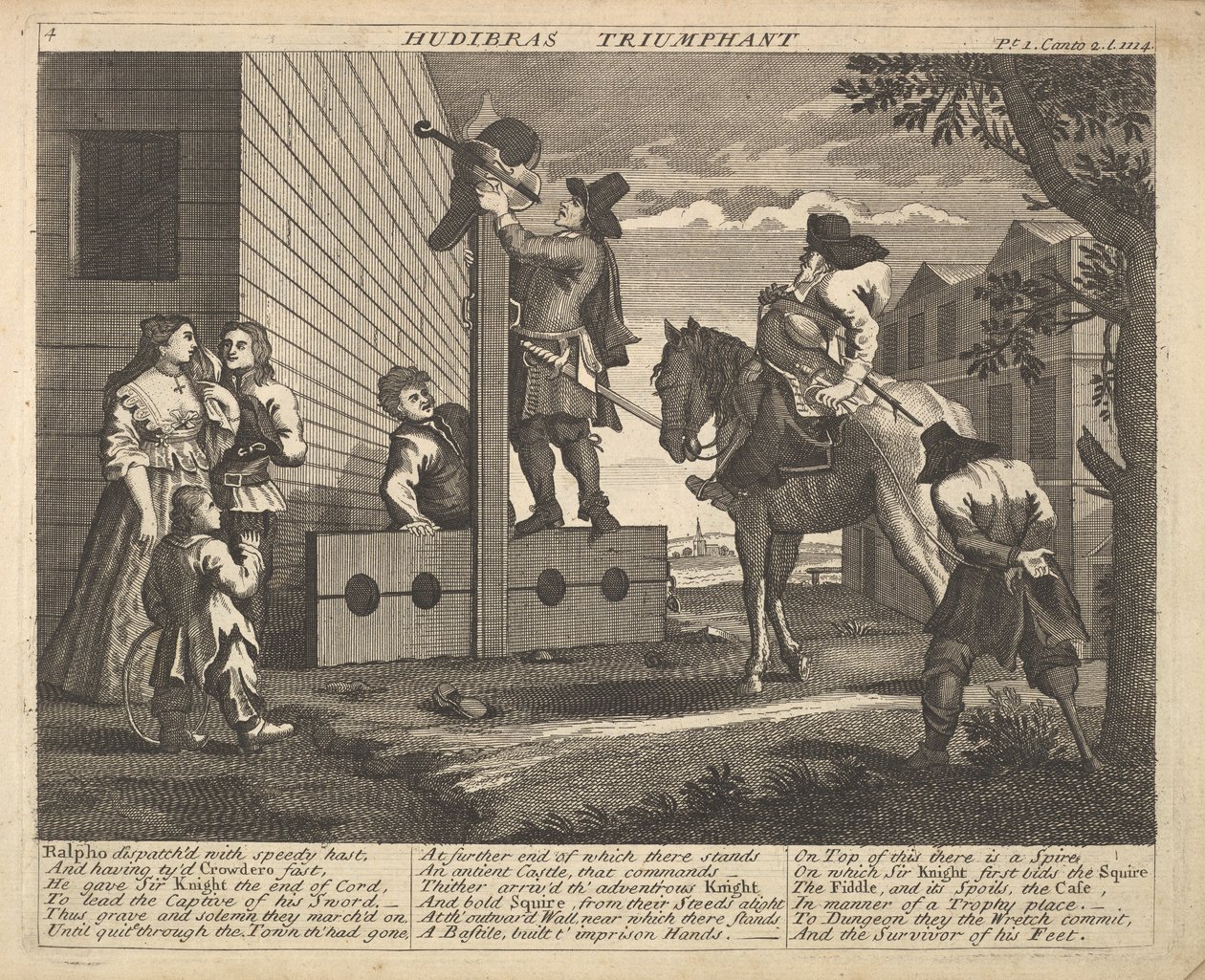 Hudibras Triumphant Plate 4: Kuvituksia Samuel Butlers Hudibrasille, 1725-30. tekijältä Unbekannt