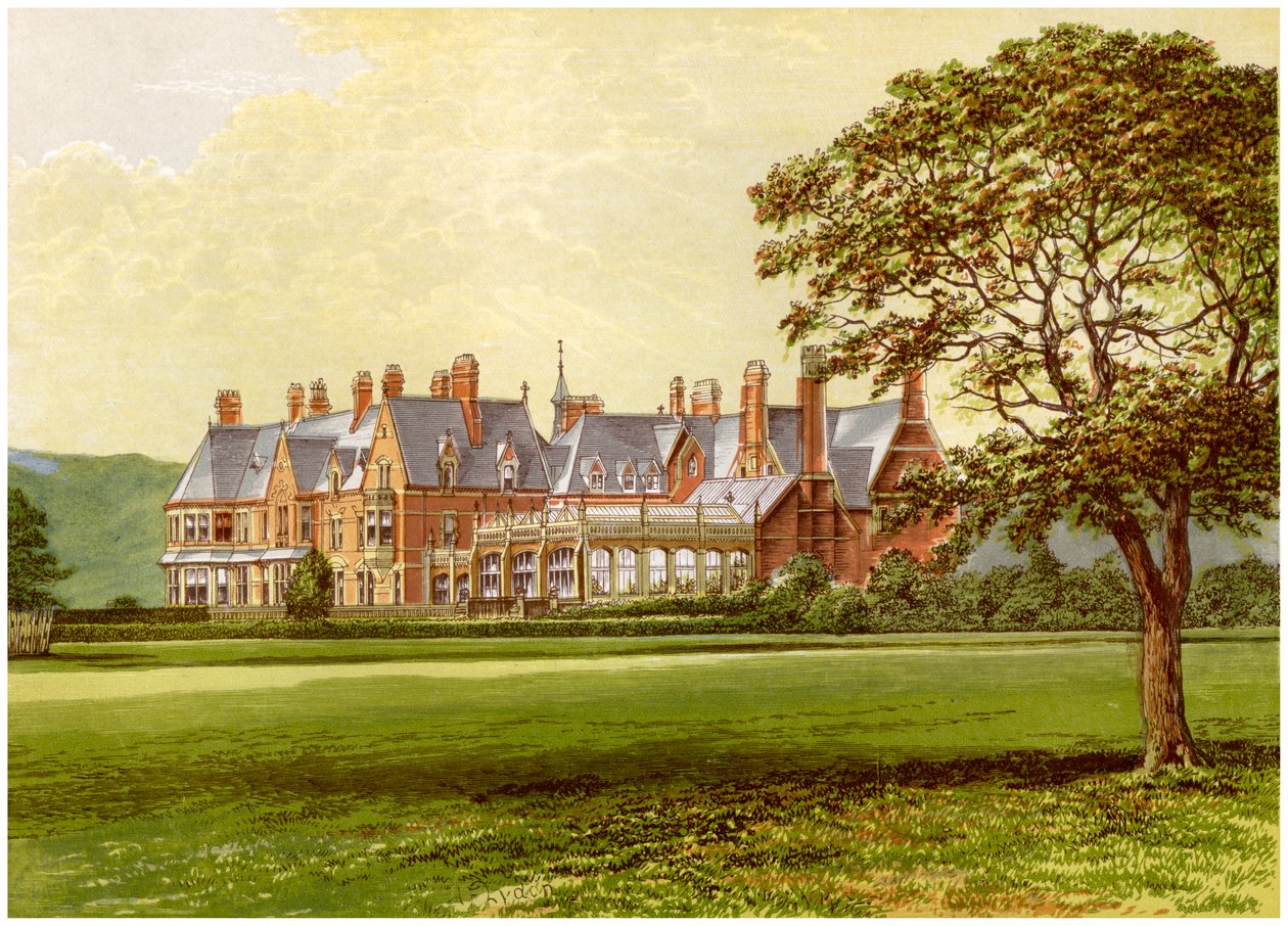Hutton Hall, Yorkshire, Pease-perheen koti, vuodelta 1880 tekijältä Unbekannt