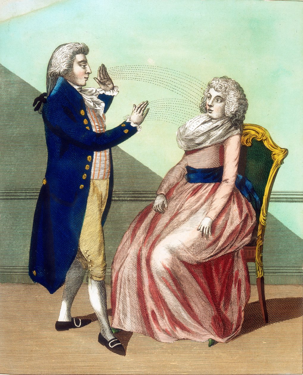 Hypnotisoija lumoaa potilasta, c1795 tekijältä Unbekannt