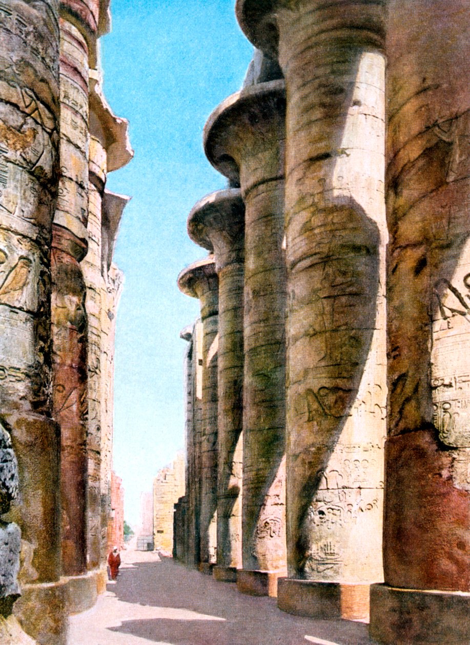 Hypostyle Hall, Karnakin temppeli, Luxor, Egypti, 1900-luku tekijältä Unbekannt