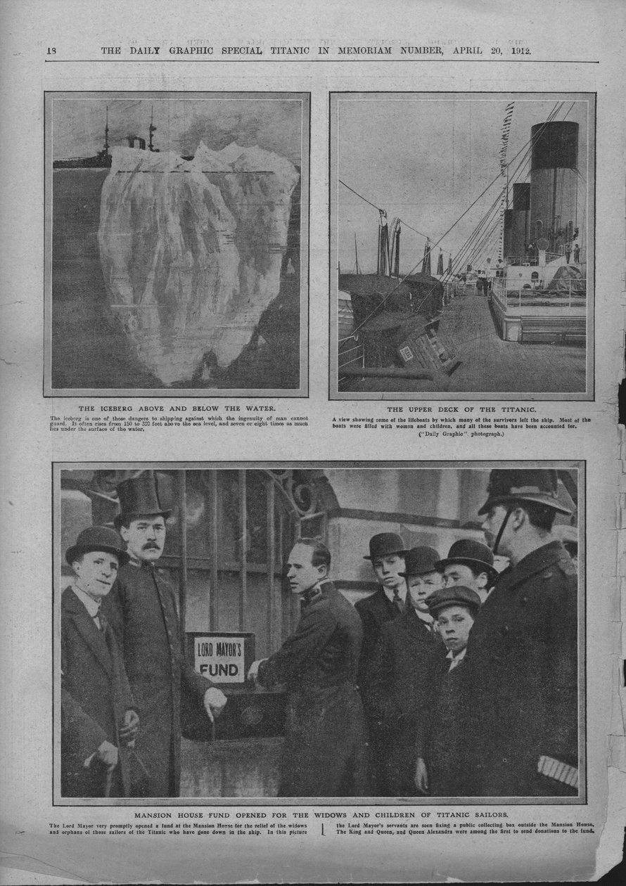 Jäävuori, Titanicin yläkansi ja Mansion House -rahasto, 20. huhtikuuta 1912. tekijältä Unbekannt