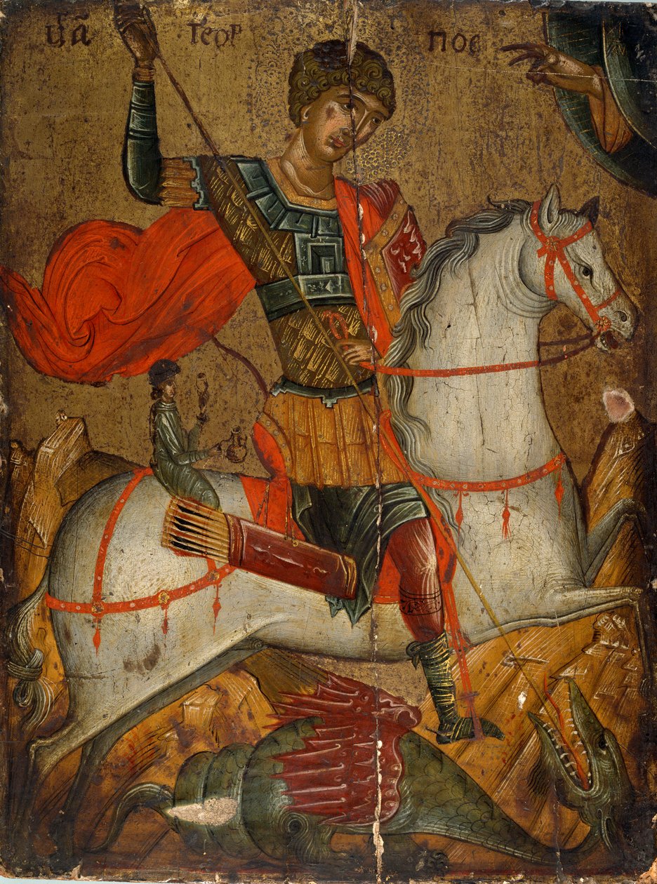 Lohikäärmeen surmaavan Pyhän Yrjön ikoni, 1400-1500-luku tekijältä Unbekannt
