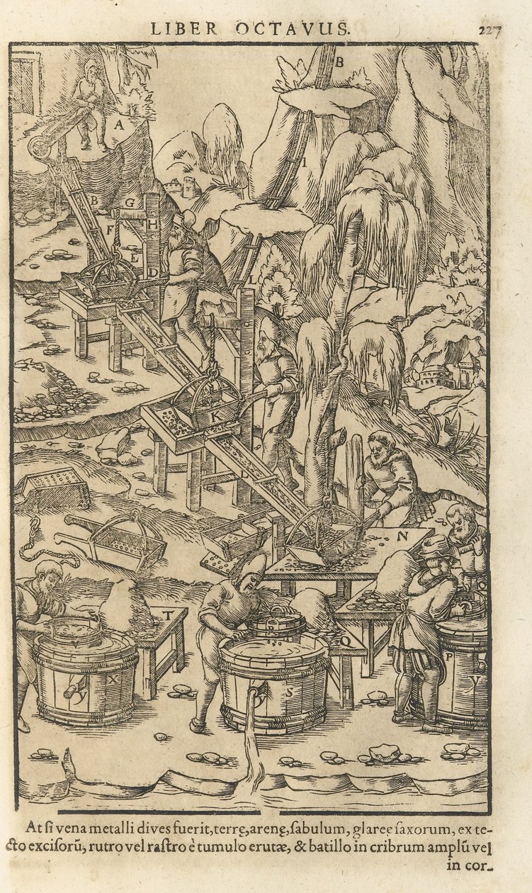 Kuvitus Georgius Agricolan teoksesta De re metallica libri XII, 1556 tekijältä Unbekannt