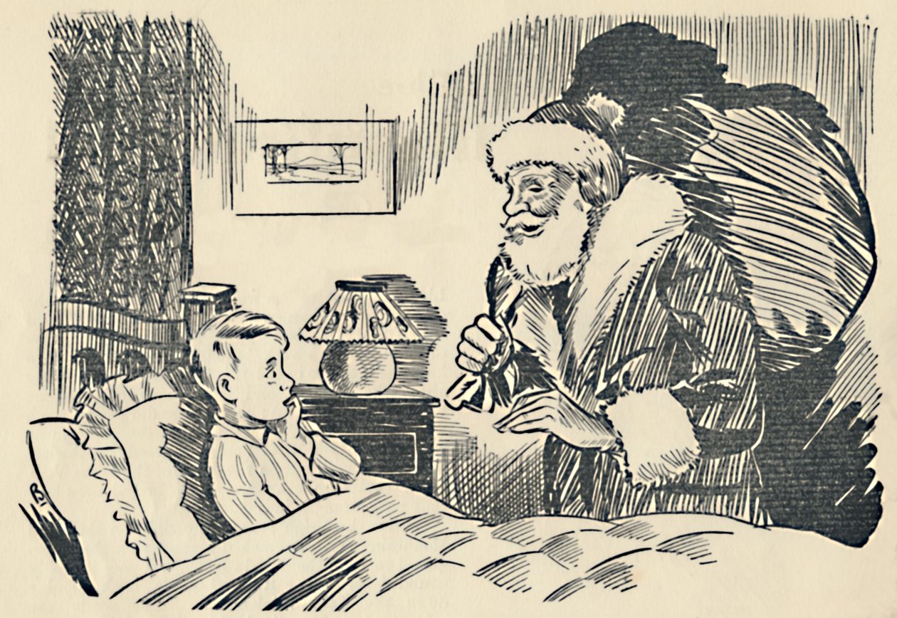 Kuvitus Joulupukin mystifikaatiosta, 1936. tekijältä Unbekannt