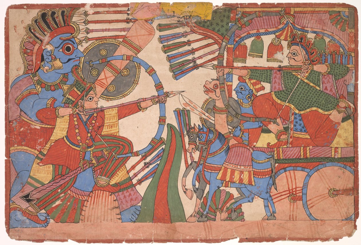 Kuvitus Mahabharataan, n. 1800. tekijältä Unbekannt