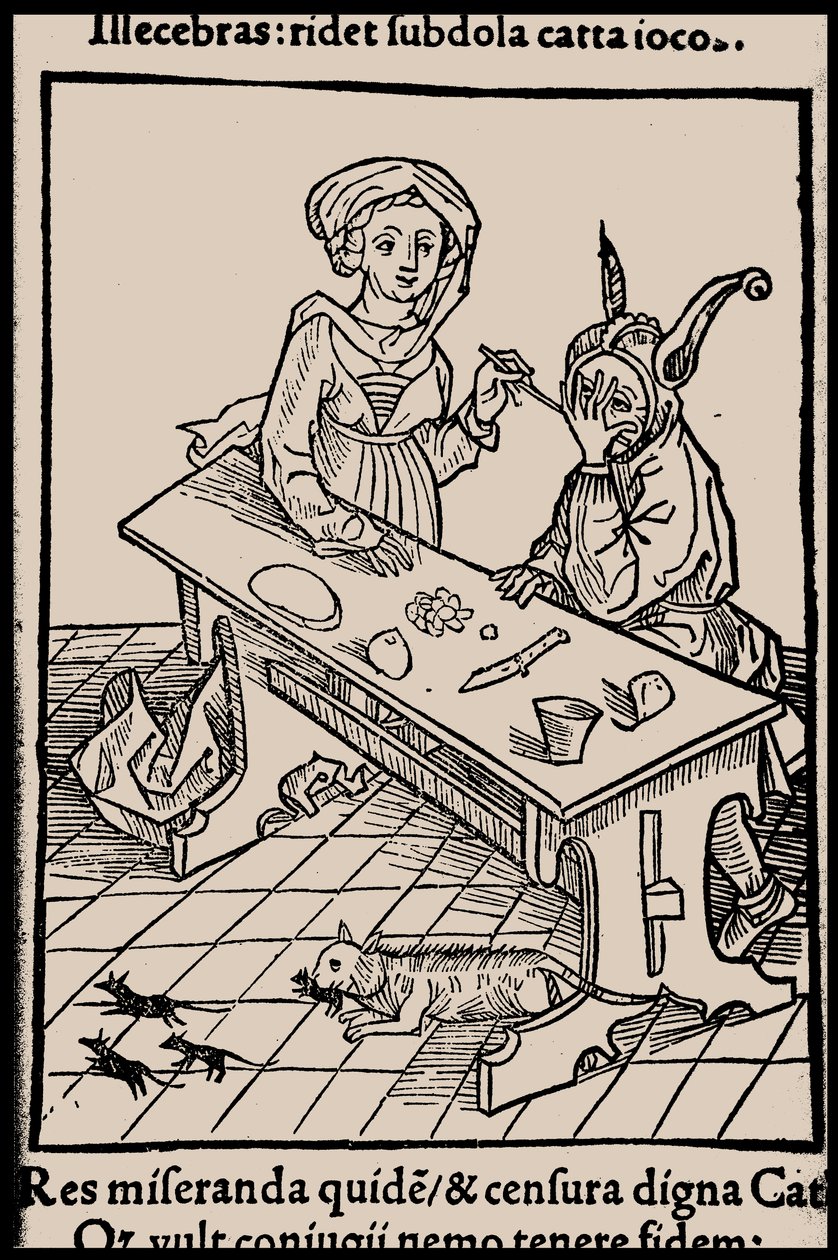 Kuvitus Sebastian Brantin kirjaan Hullujen laiva, 1497. tekijältä Unbekannt