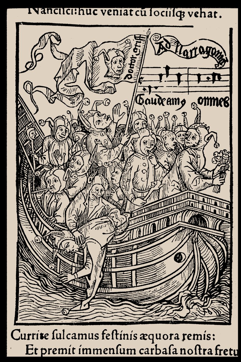 Kuvitus Sebastian Brantin kirjaan Hullujen laiva, 1497. tekijältä Unbekannt