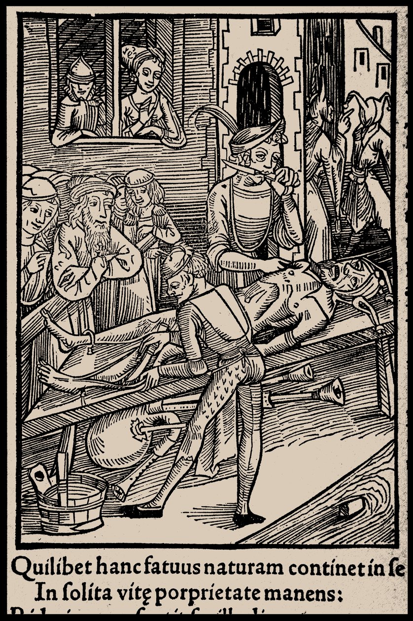 Kuvitus Sebastian Brantin kirjaan Hullujen laiva, 1497. tekijältä Unbekannt