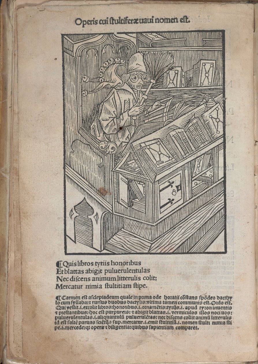 Kuvitus Sebastian Brantin kirjaan Hullujen laiva, 1513. tekijältä Unbekannt