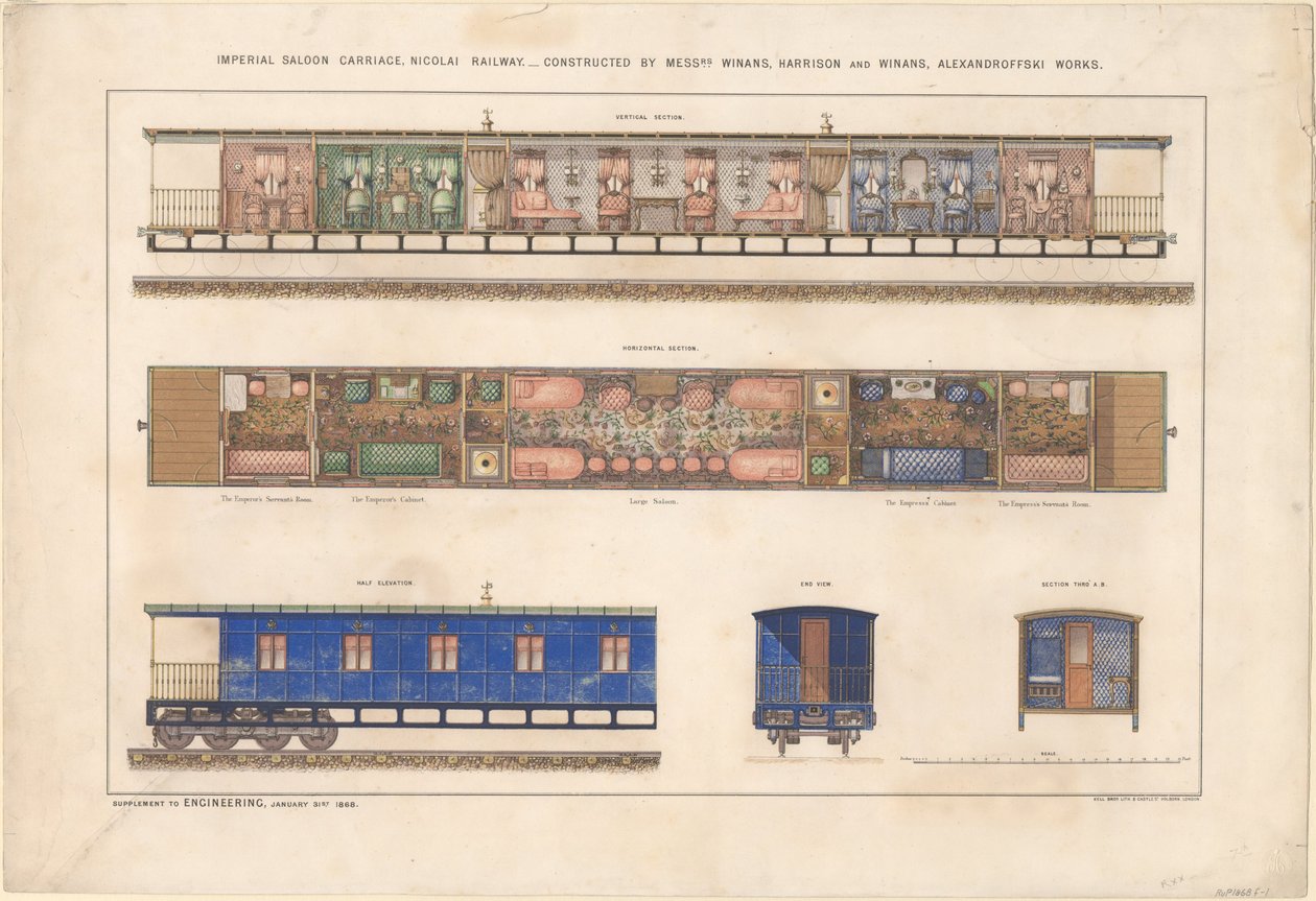 Keisarillinen sedanvaunu, Nikolajevski-rautatie, 1868 tekijältä Unbekannt