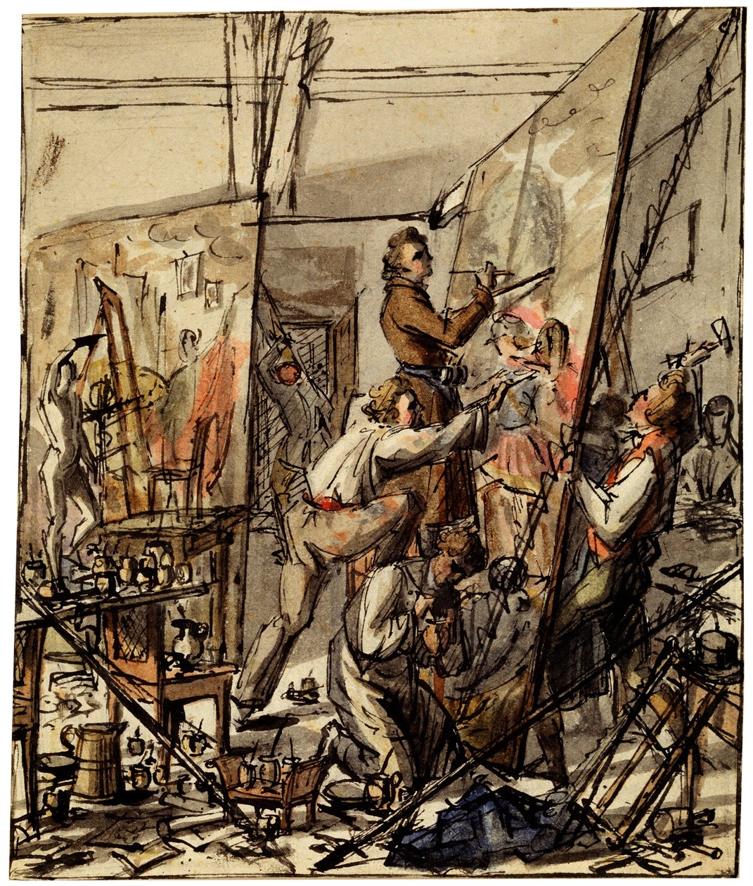 Taiteilijastudiossa, 1820-luku tekijältä Unbekannt