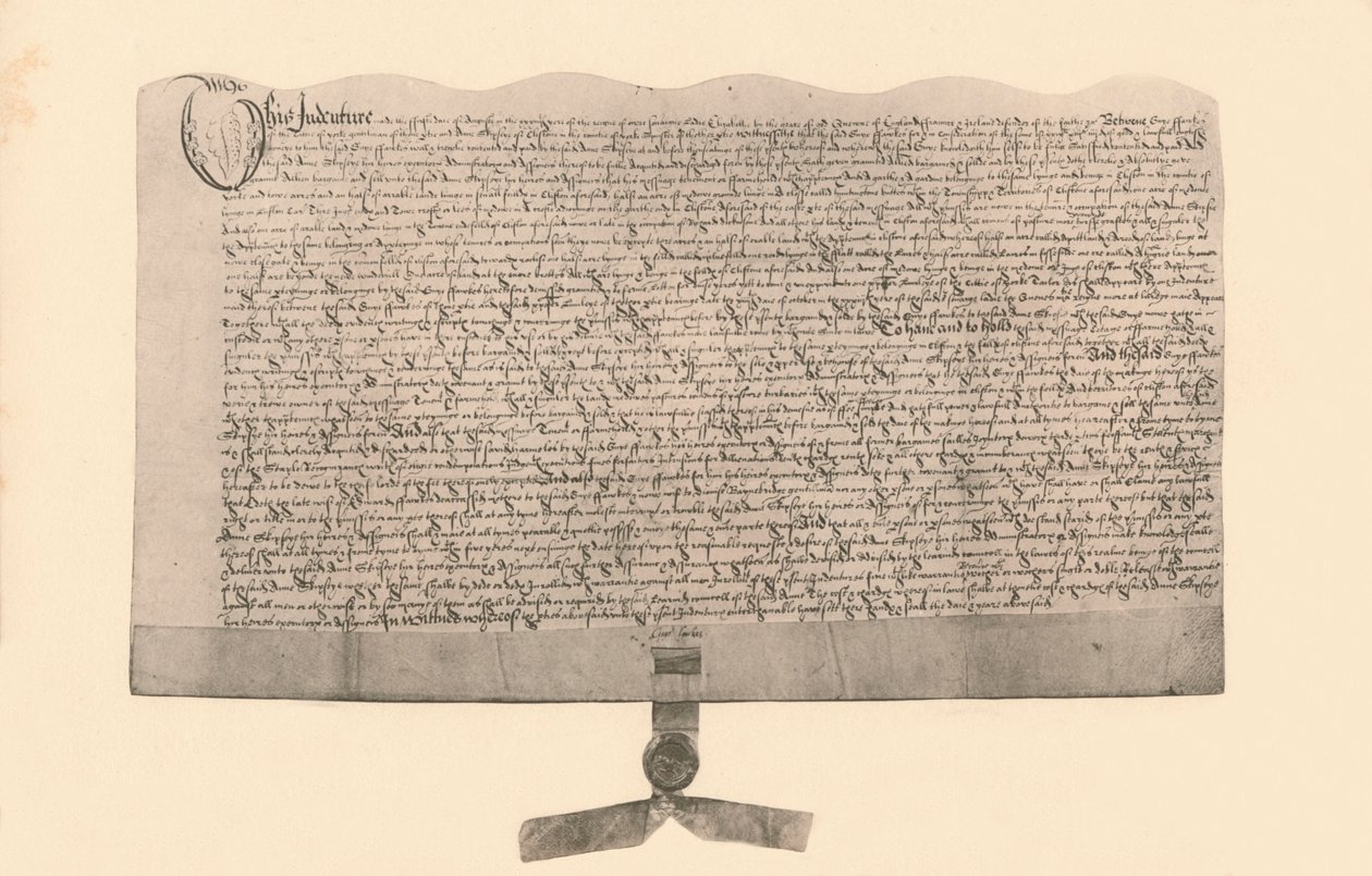Tontin myyntisopimus, Guy Fawkesin allekirjoittama, 1600-luvun alku, 1901 tekijältä Unbekannt