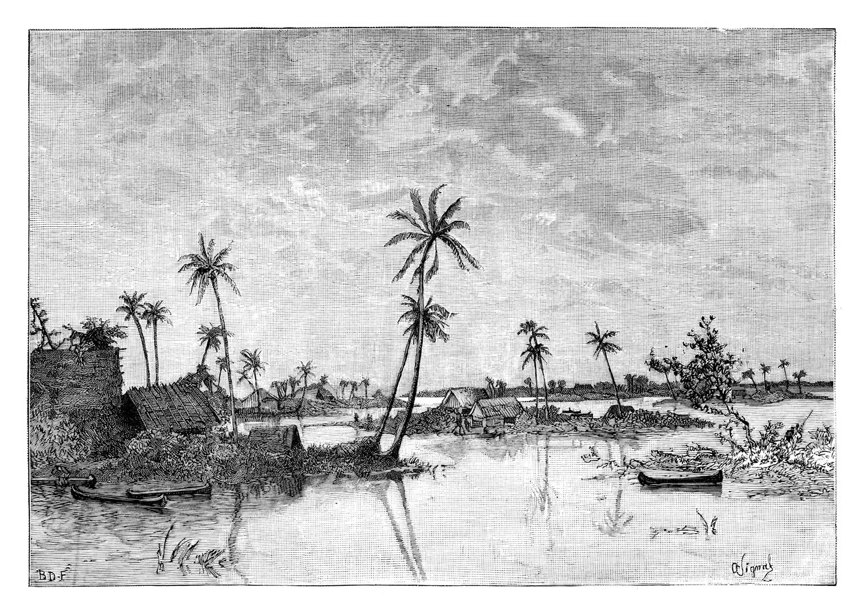 Intiaaniasutus San Blas Bayn saarilla, n. 1890 tekijältä Unbekannt