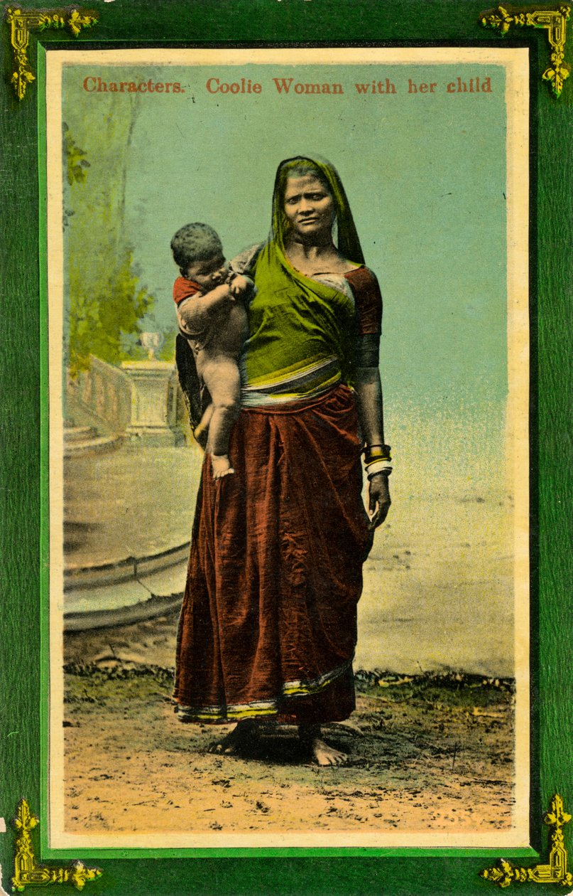 Intialainen nainen lapsensa kanssa, Kalkutta, Intia, 1800-luvun loppu tai 1900-luvun alku tekijältä Unbekannt
