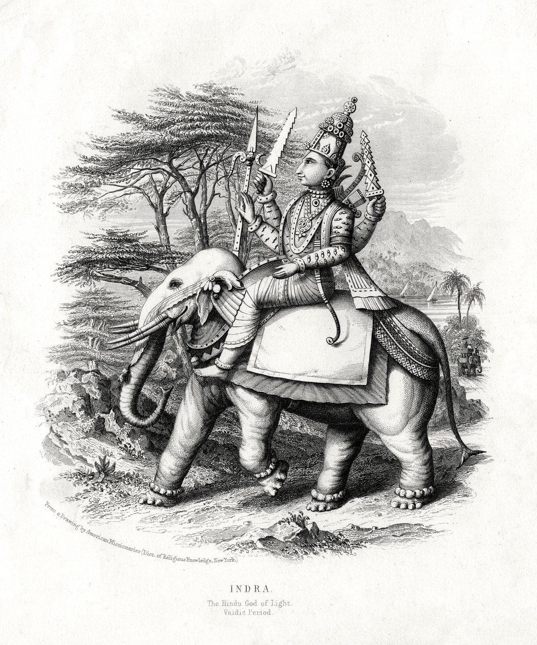 Indra, hindujen valonjumala, 1800-luku tekijältä Unbekannt
