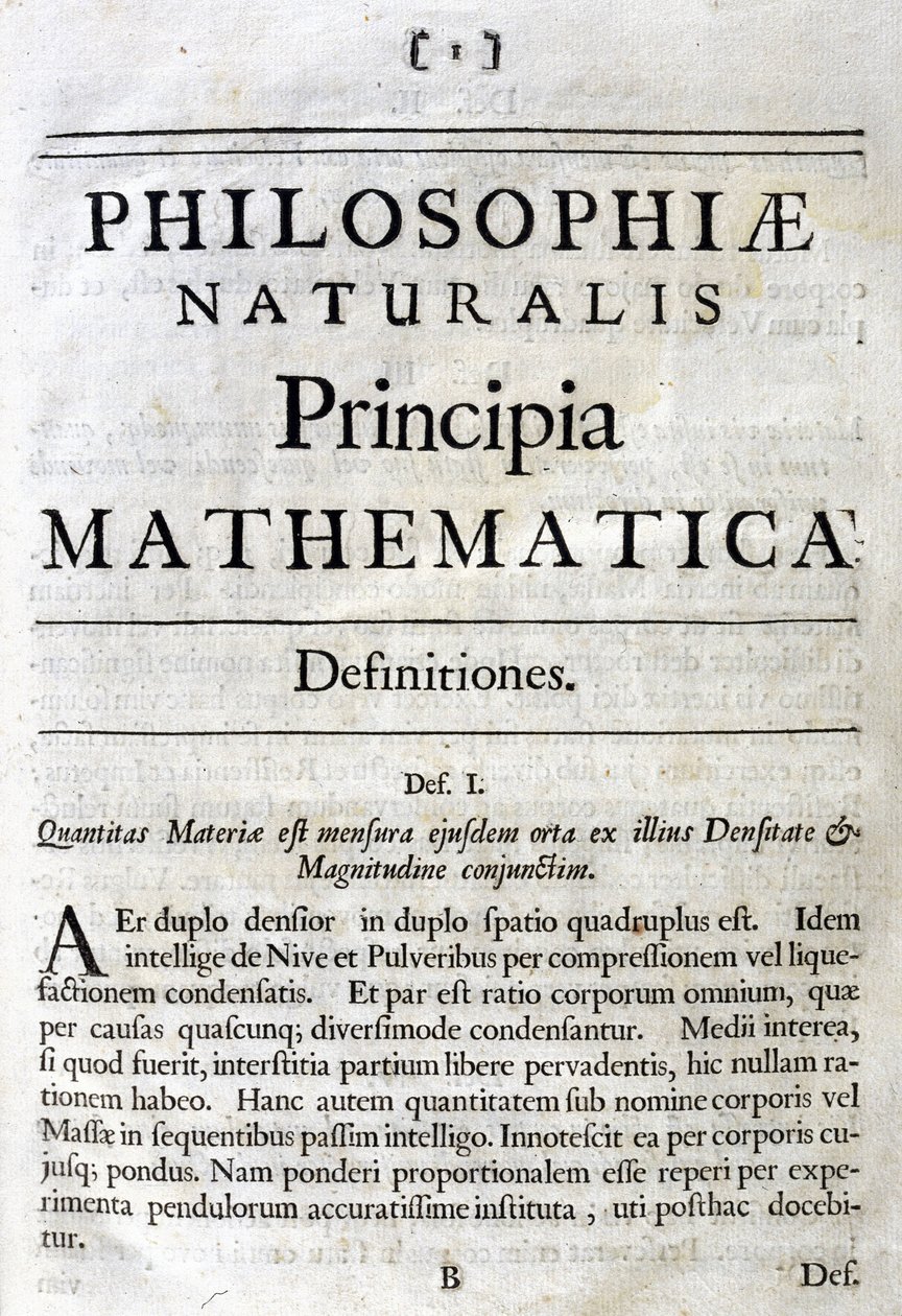 Newtonin "Principia Mathematican" nimilehden sisällä tekijältä Unbekannt