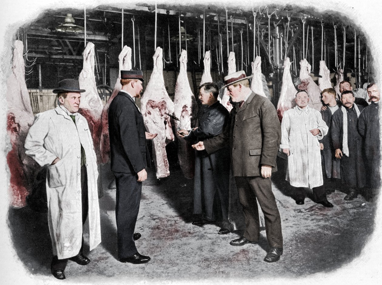 Lihan tarkastus Smithfield Marketissa Lontoon Cityssä, n. 1903 1903 tekijältä Unbekannt