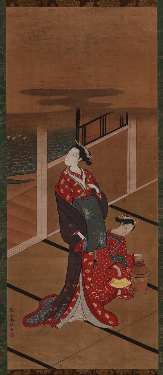 Interior: A Yujo and an Attendant Heating Water, Edo period, 1615-1868. tekijältä Unbekannt