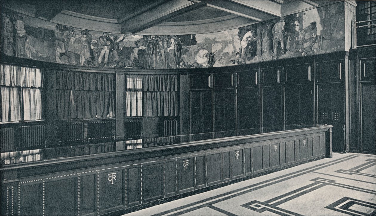 Grand Trunk Railwaysin uusien Lontoon toimistojen sisustus temperafriisillä, Frank Brangwyn, c1909 tekijältä Unbekannt