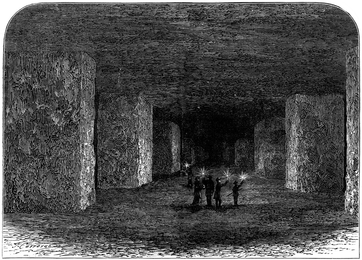 Marstonin suolakaivoksen sisätilat, Northwich, Cheshire, Englanti, n. 1880 tekijältä Unbekannt
