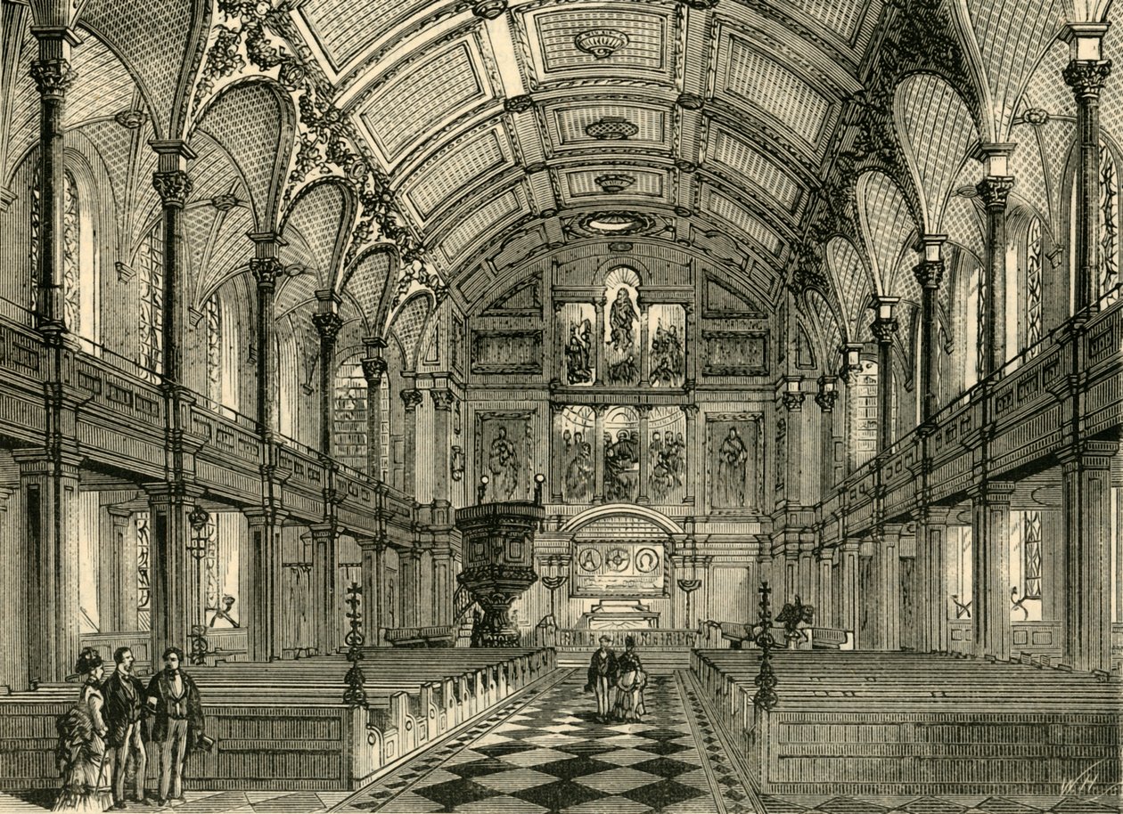 St. Andrewsin kirkon sisätilat, n. 1872. tekijältä Unbekannt