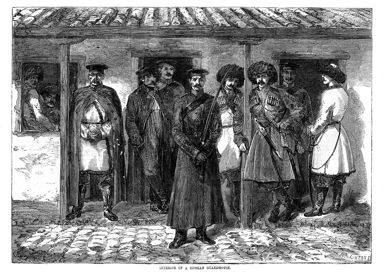 Venäläisen vartiorakennuksen sisustus, Krimin sota, 1855 tekijältä Unbekannt