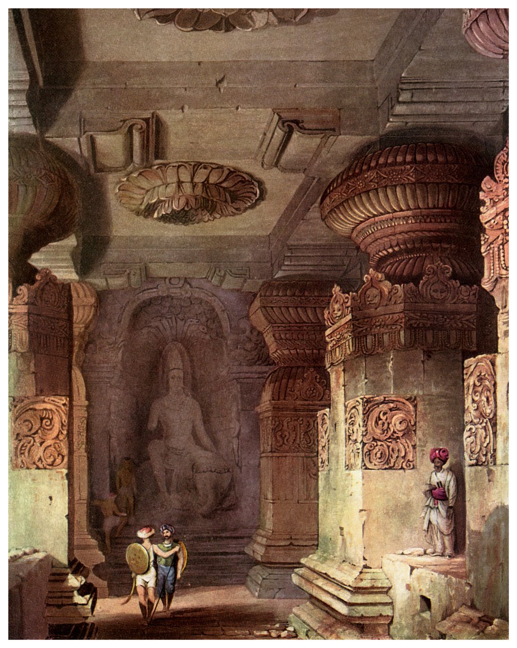Luolatemppelin sisustus, Ellora, Maharashtra, Intia, 1800-luku 1956 tekijältä Unbekannt