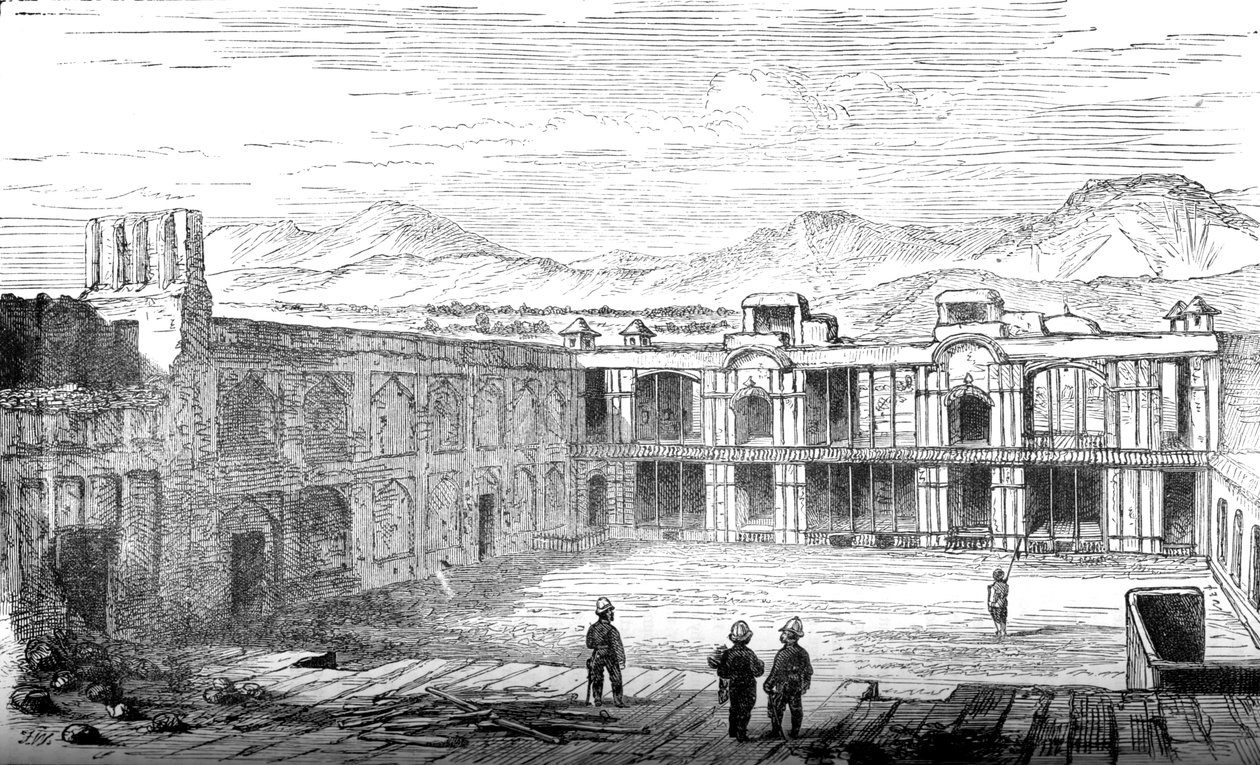 Brittiläisen residenssin sisustus, Cabul, Etelään katsova, 1879, c1880 tekijältä Unbekannt