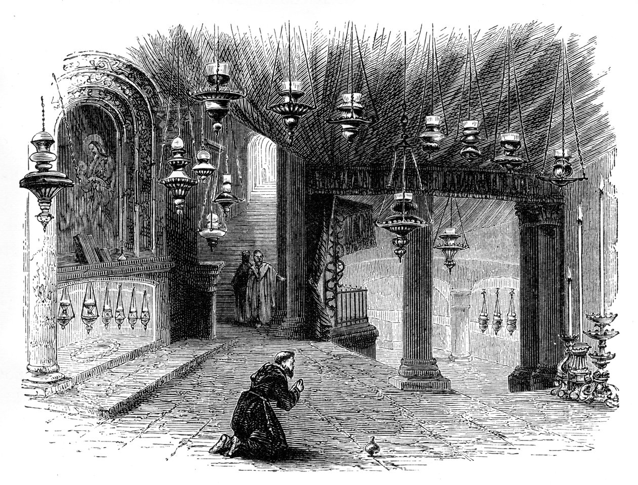 Betlehemin syntymäkappelin sisustus, n. 1888 tekijältä Unbekannt
