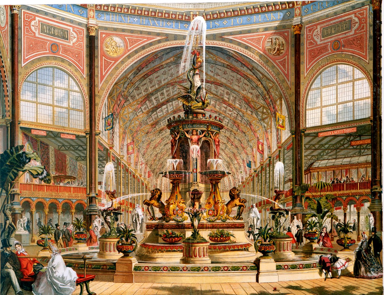 Crystal Palacen sisustus kansainvälisen näyttelyn aikana, 1862 tekijältä Unbekannt