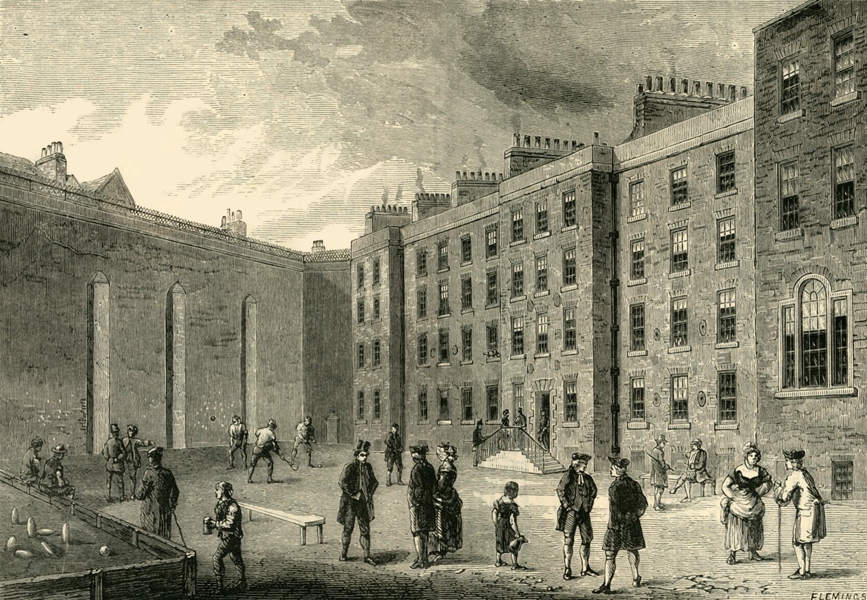 Fleet Prisonin sisätilat - Racket-Court, n. 1872. tekijältä Unbekannt