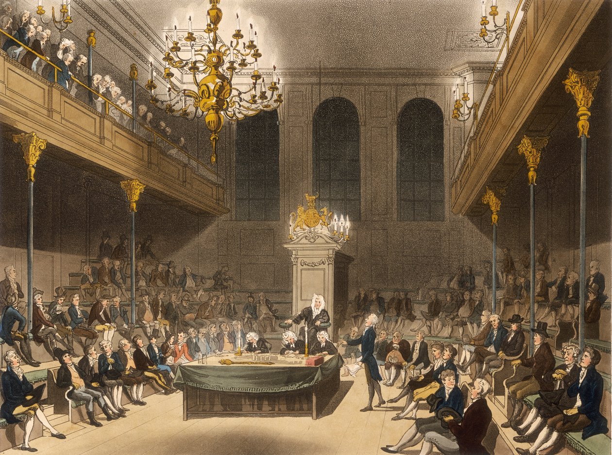 Alahuoneen sisustus, Westminster, Lontoo, 1809 tekijältä Unbekannt