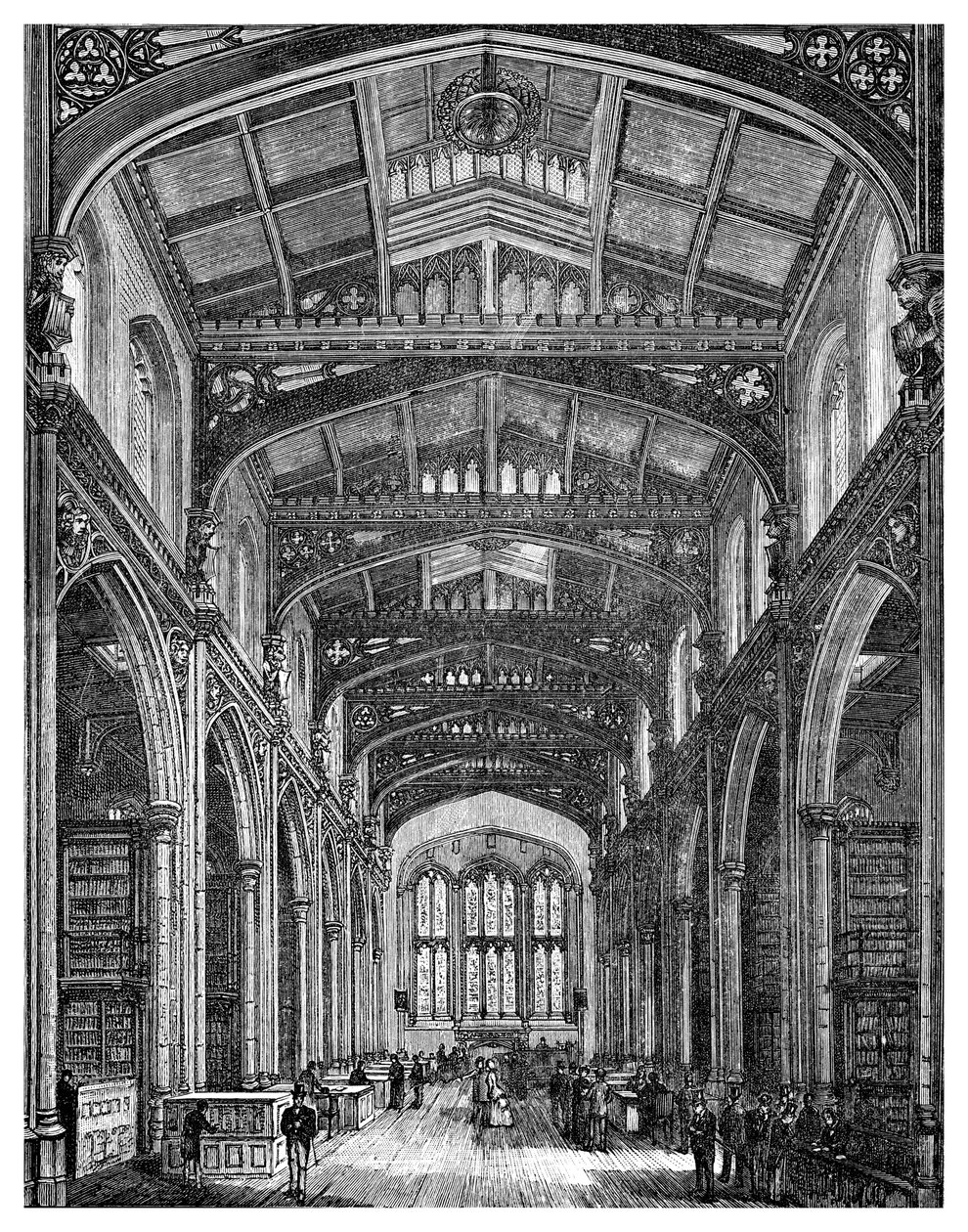 Kirjaston sisustus, Guildhall, Lontoo, 1886 tekijältä Unbekannt
