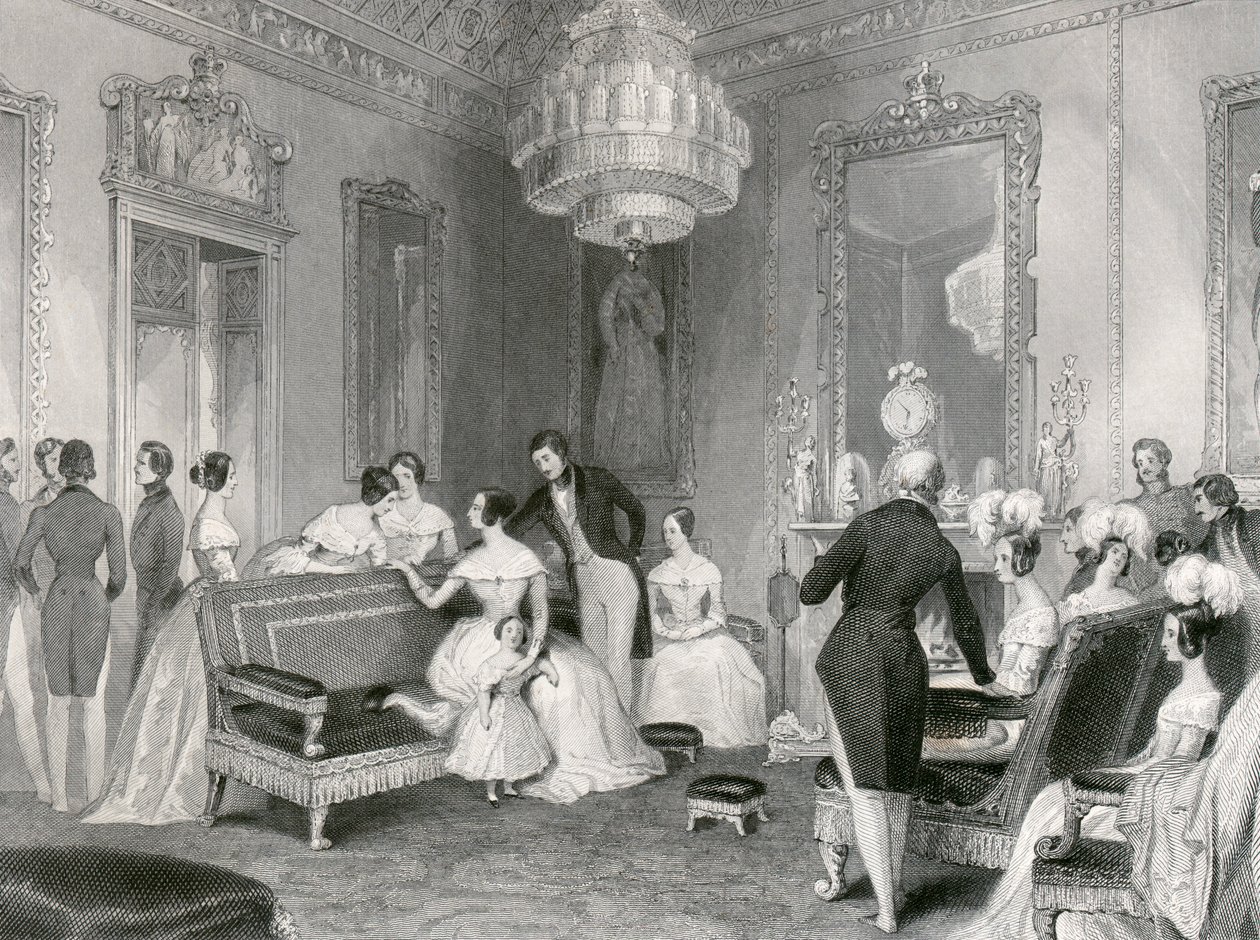 Keltaisen olohuoneen sisustus, Buckinghamin palatsi, Lontoo, 1840 tekijältä Unbekannt