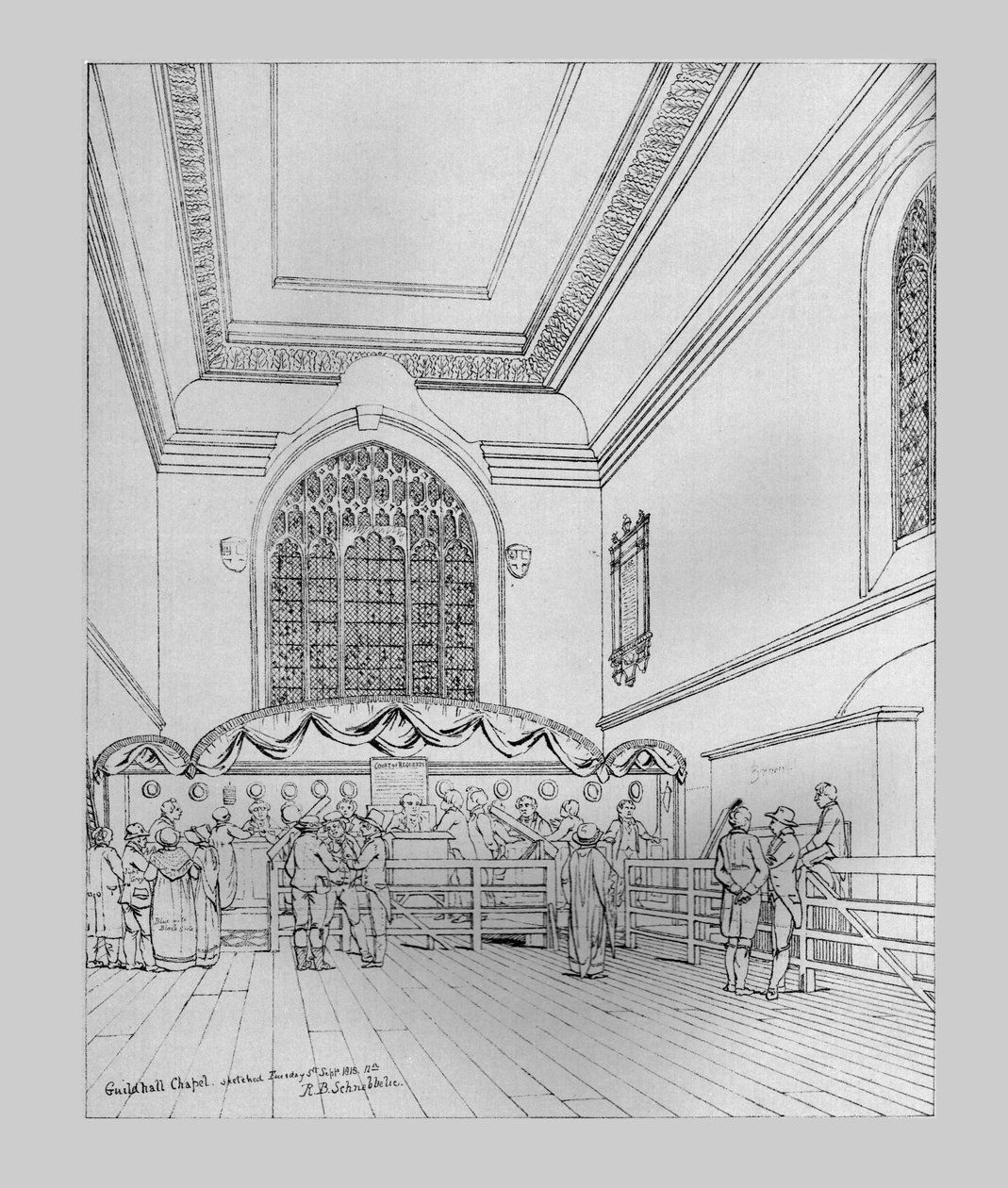Sisäkuva Guildhall Chapelista, 1815, 1886 tekijältä Unbekannt