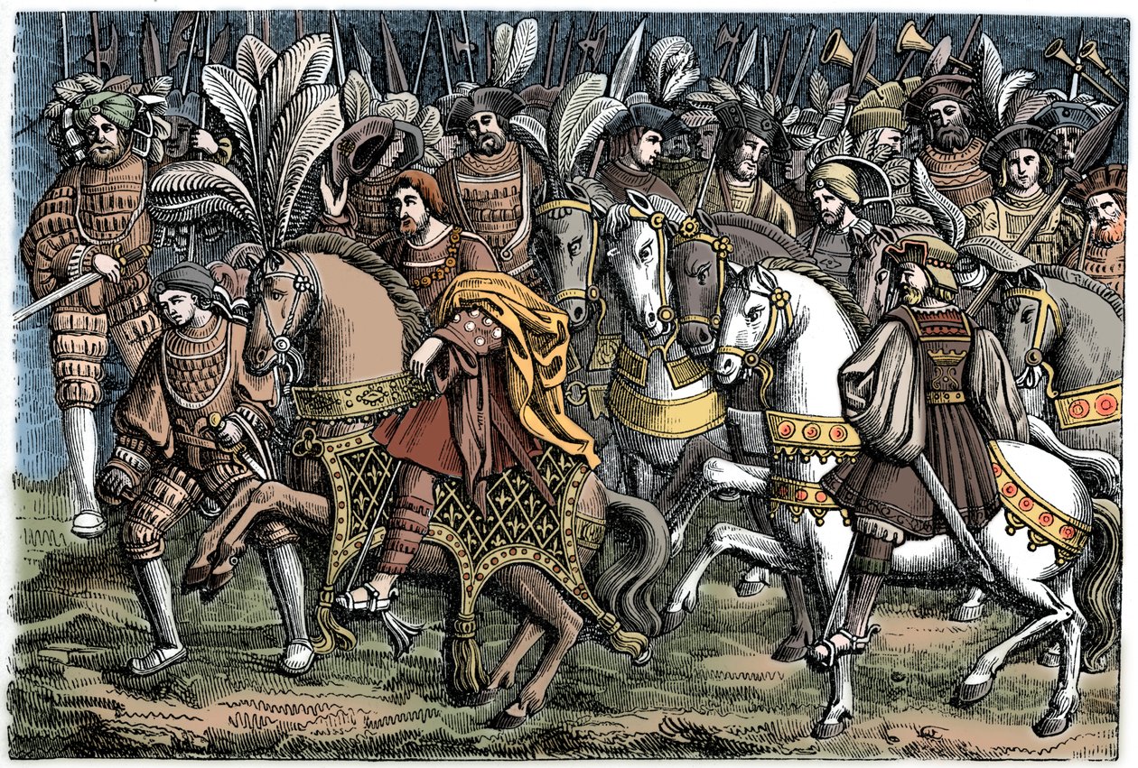 Franciscus I:n ja Henrik VIII:n haastattelu kultakankaalla, 1520, 1870. tekijältä Unbekannt