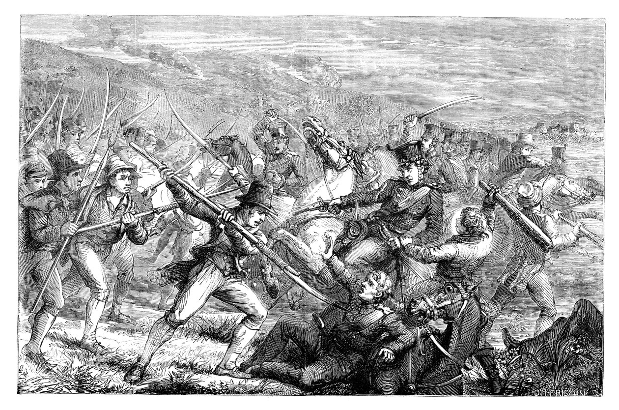 Irlannin kymmenysten vastainen agitaatio, Carrickshock, 1831 c1895 tekijältä Unbekannt