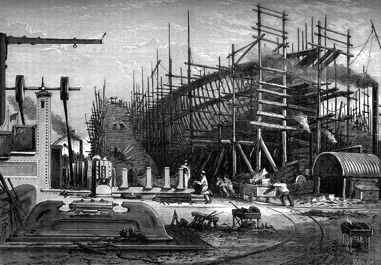 Rautalaiva, Messrs Samudasin telakka, Isle of Dogs, Lontoo, vuosi 1880 tekijältä Unbekannt