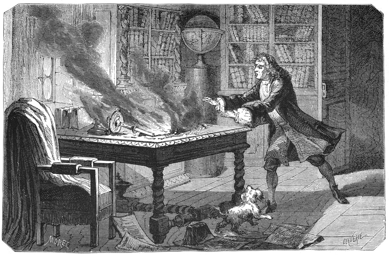 Isaac Newton, englantilainen tiedemies ja matemaatikko, 1874 tekijältä Unbekannt