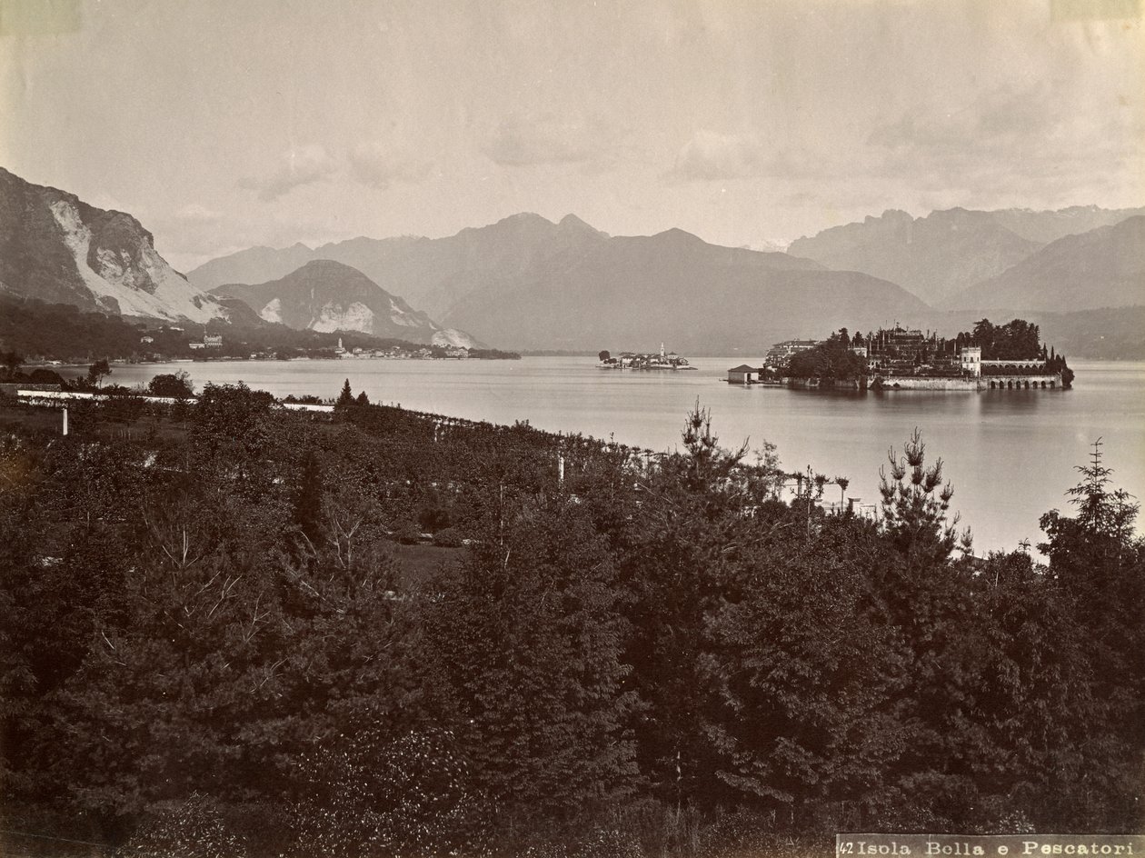 Isola dei Pescatorin kalastajien saari, Maggiore-järvi, Italia, 1890 tekijältä Unbekannt