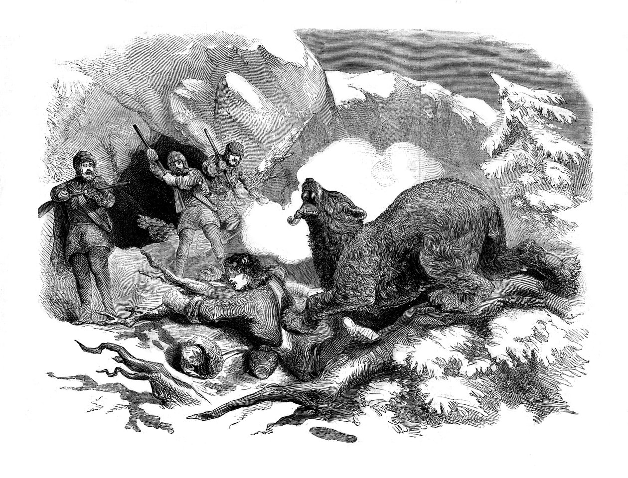 Jack Curlingsin kapea pako raivokkaasta karhusta, 1855 tekijältä Unbekannt