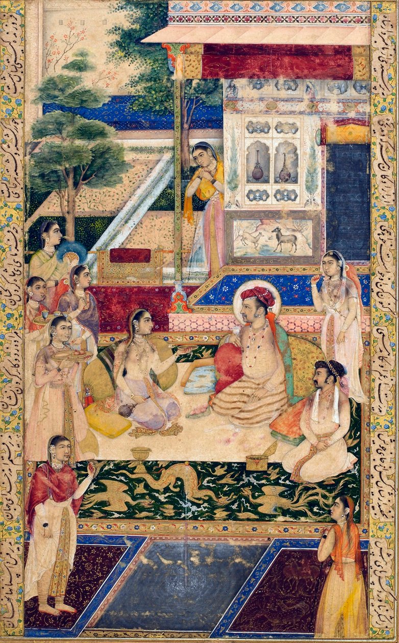 Jahangir ja prinssi Khurram Nur Jahanin kanssa, c1624-1625 tekijältä Unbekannt