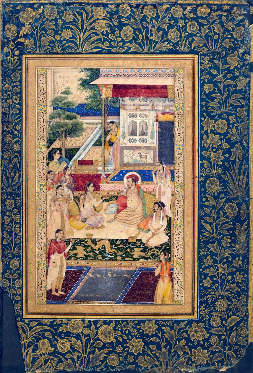 Jahangir ja prinssi Khurram Nur Jahanin kanssa, c1624-1625 tekijältä Unbekannt