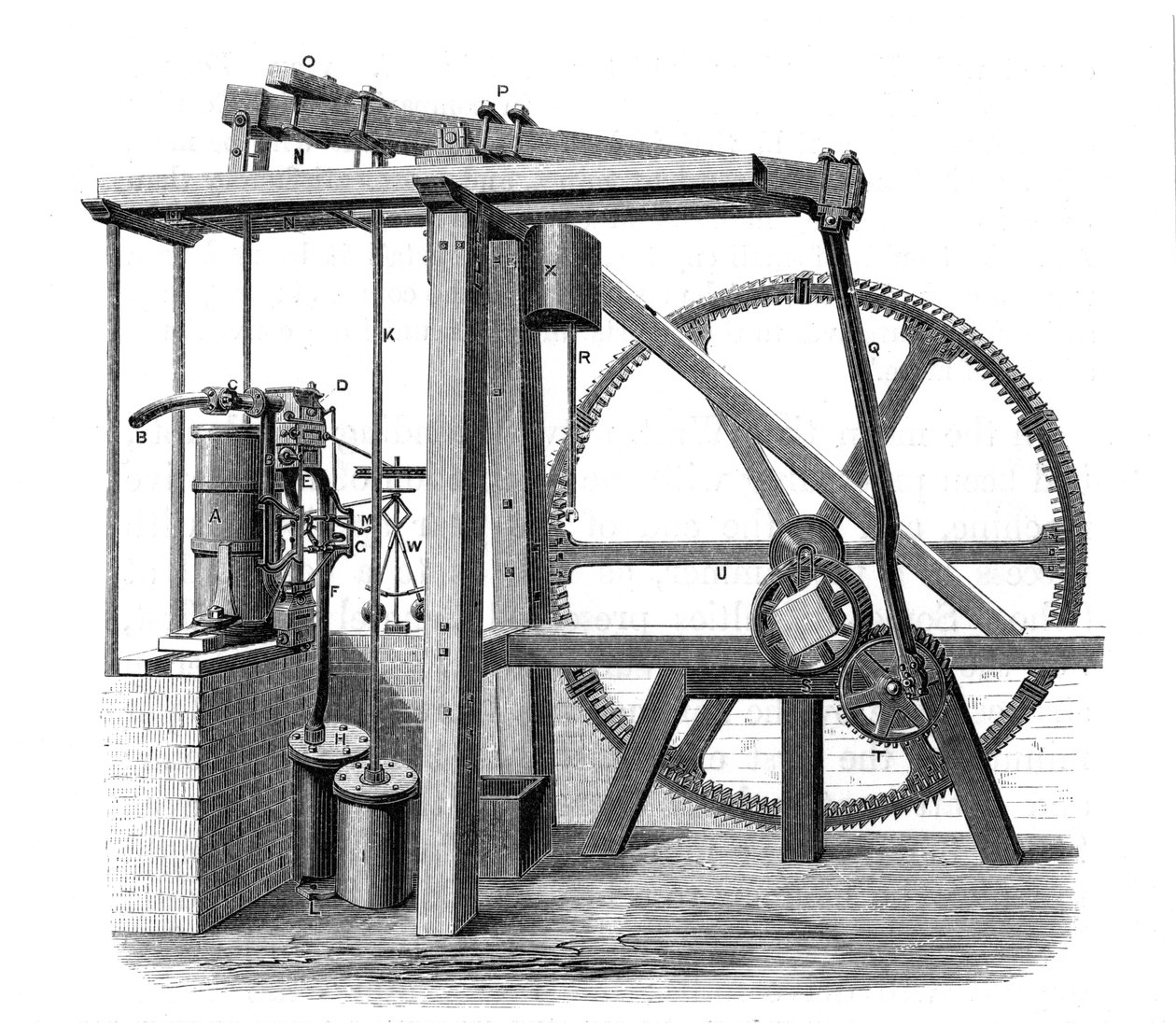 James Wattsin höyrykoneen prototyyppi Old Bess, c1778 tekijältä Unbekannt