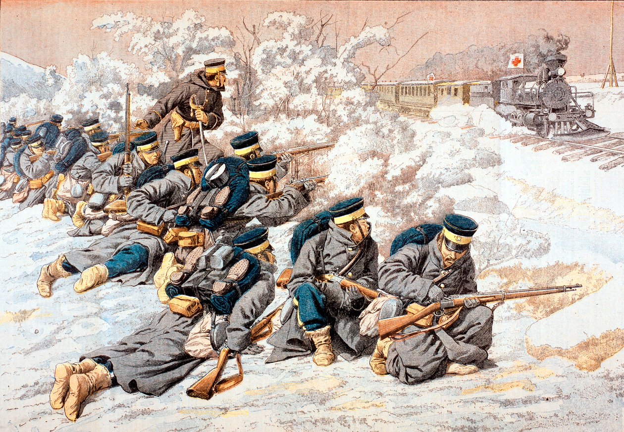Japanilaiset ampuivat Venäjän Punaisen Ristin junaa, Venäjän ja Japanin sota, 1904 tekijältä Unbekannt