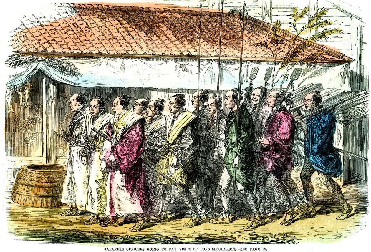 Japanilaiset upseerit onnitteluvierailuille, Japani, 1865 tekijältä Unbekannt