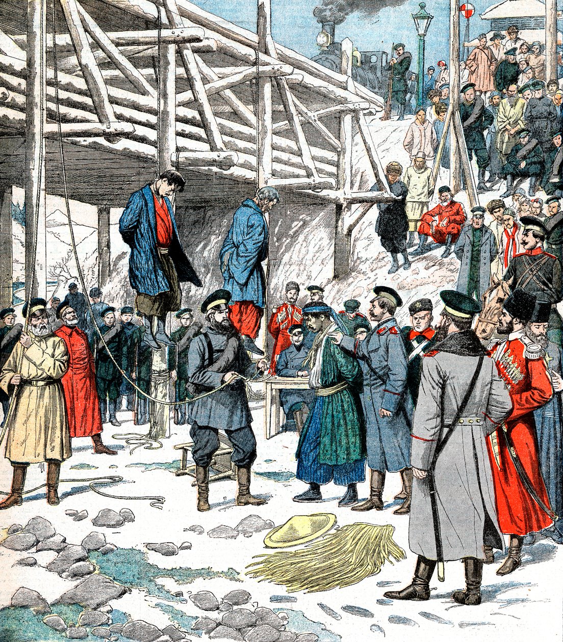 Japanilaisia vakoojia hirtetään, Venäjän ja Japanin sota, 1904-5 tekijältä Unbekannt