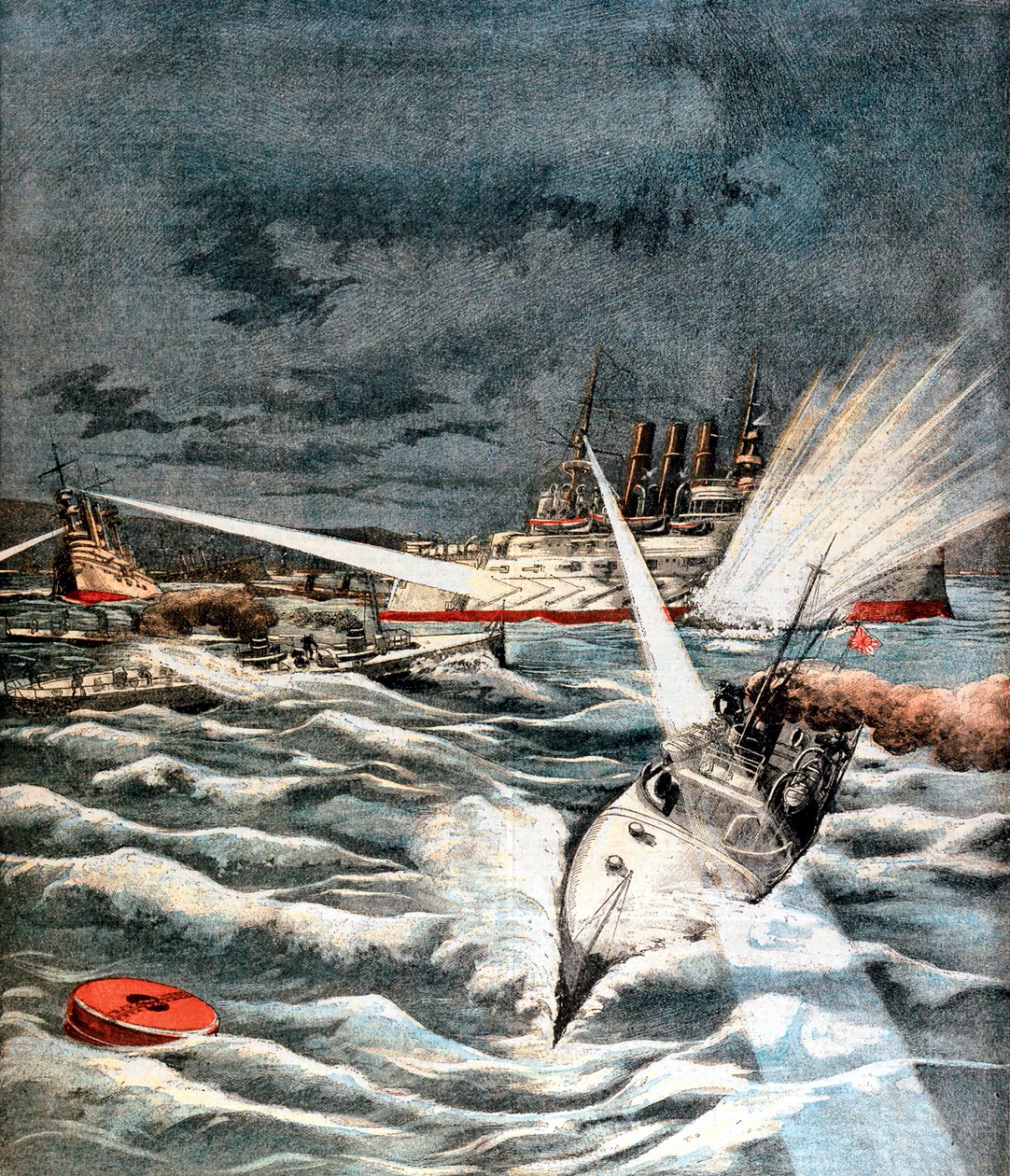 Japanilaiset torpedoveneet yllätyshyökkäyksessä, Venäjän ja Japanin sota, 1904 tekijältä Unbekannt