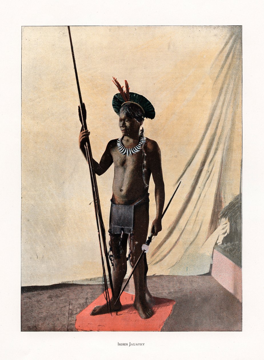 Jauapiryn intiaani aseineen, Brasilia, 1800-luku tekijältä Unbekannt